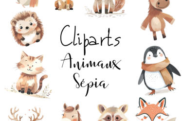 cliparts animaux sépia