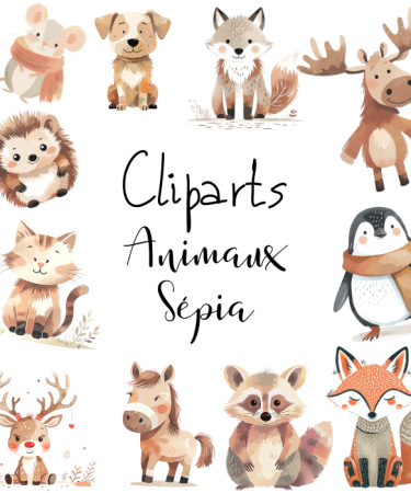 cliparts animaux sépia